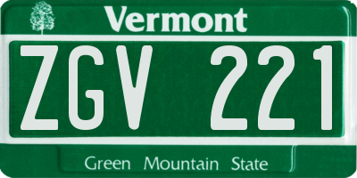 VT license plate ZGV221