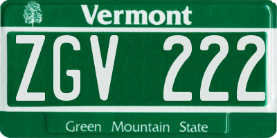 VT license plate ZGV222