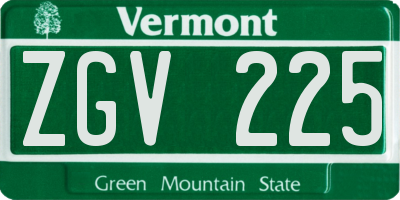 VT license plate ZGV225