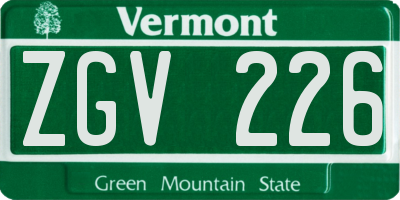 VT license plate ZGV226