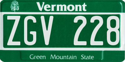 VT license plate ZGV228