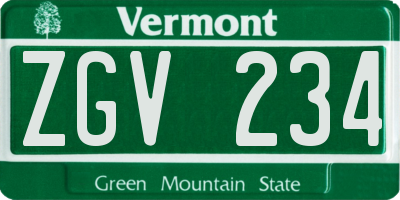 VT license plate ZGV234