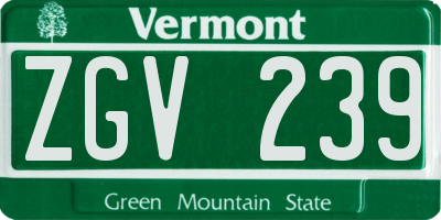 VT license plate ZGV239