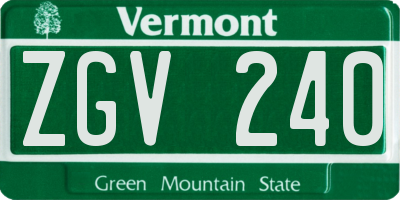 VT license plate ZGV240