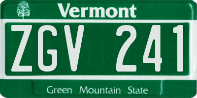 VT license plate ZGV241