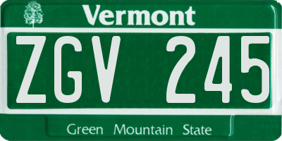 VT license plate ZGV245