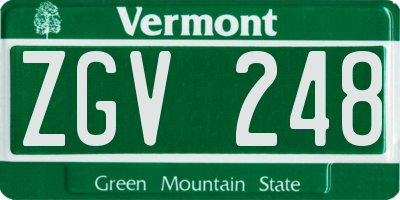 VT license plate ZGV248