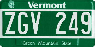 VT license plate ZGV249