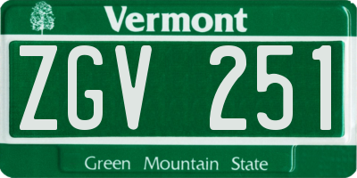 VT license plate ZGV251