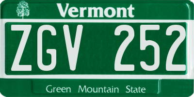 VT license plate ZGV252