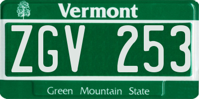 VT license plate ZGV253