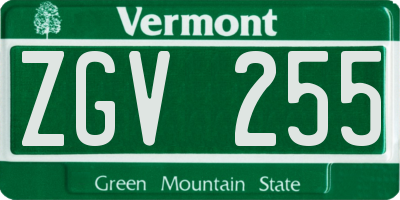VT license plate ZGV255