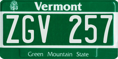VT license plate ZGV257