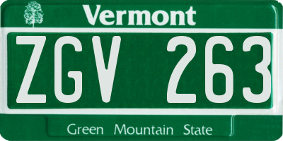 VT license plate ZGV263