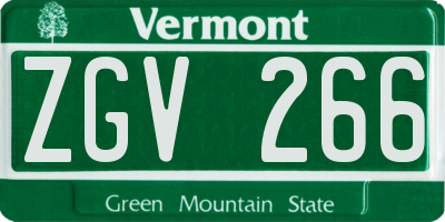VT license plate ZGV266