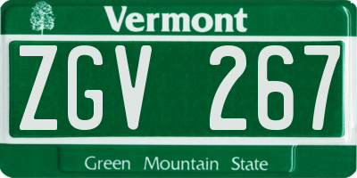 VT license plate ZGV267