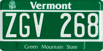 VT license plate ZGV268