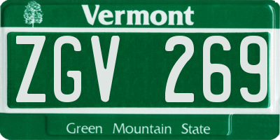 VT license plate ZGV269