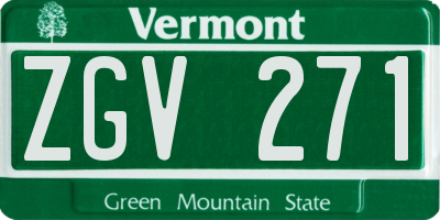 VT license plate ZGV271