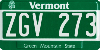 VT license plate ZGV273