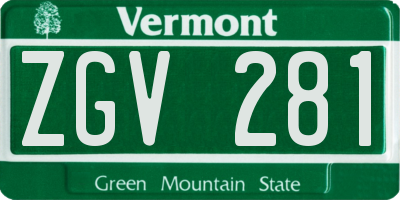 VT license plate ZGV281