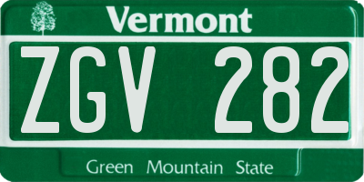 VT license plate ZGV282