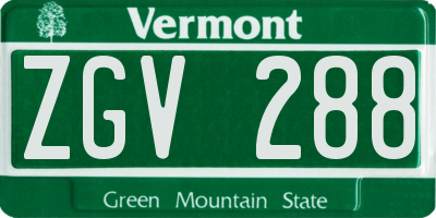 VT license plate ZGV288