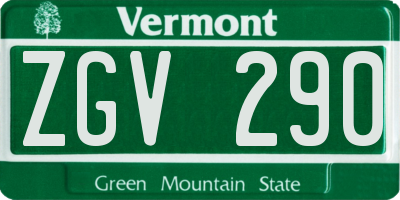VT license plate ZGV290