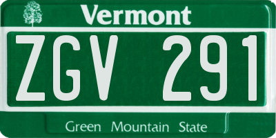 VT license plate ZGV291