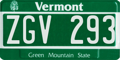 VT license plate ZGV293