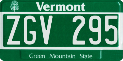 VT license plate ZGV295