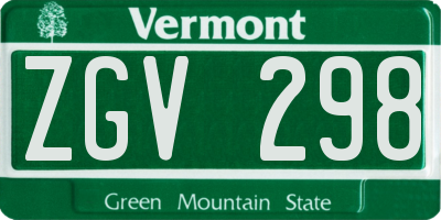 VT license plate ZGV298