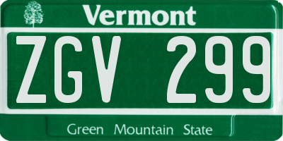 VT license plate ZGV299