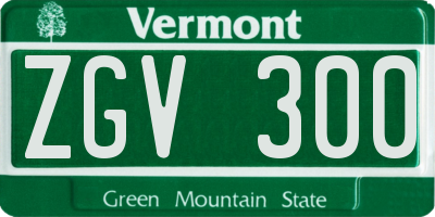 VT license plate ZGV300