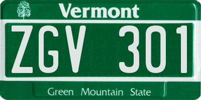 VT license plate ZGV301
