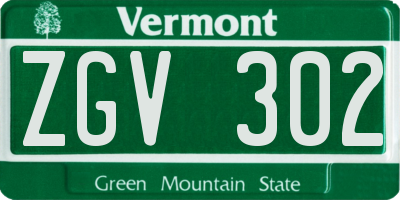 VT license plate ZGV302