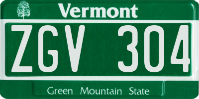 VT license plate ZGV304