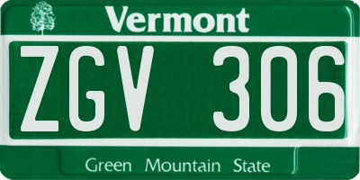 VT license plate ZGV306