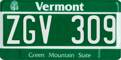 VT license plate ZGV309