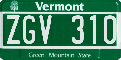 VT license plate ZGV310