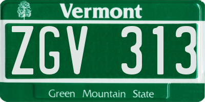 VT license plate ZGV313