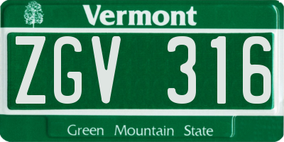 VT license plate ZGV316