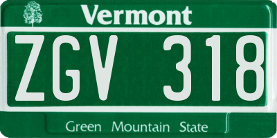 VT license plate ZGV318