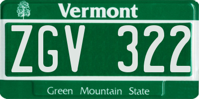 VT license plate ZGV322