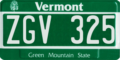 VT license plate ZGV325