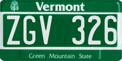 VT license plate ZGV326