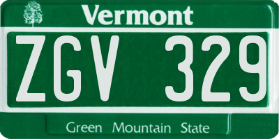 VT license plate ZGV329