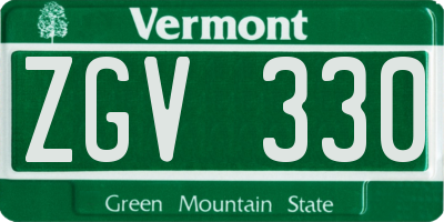 VT license plate ZGV330