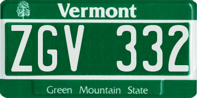 VT license plate ZGV332