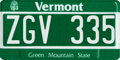 VT license plate ZGV335